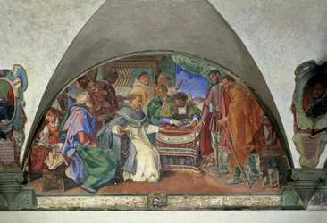 San Antonino ahuyenta a dos falsos mendigos, luneta, 1613